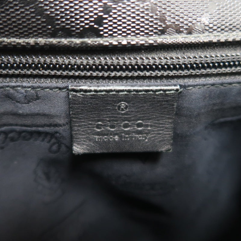 GUCCI GG Imprime Shoulder Bag Black Silver Hardware PVC Flap Crossbody Bag