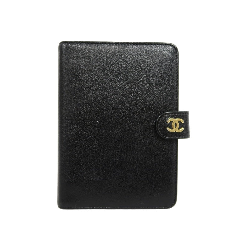 CHANEL Coco Mark Notebook Cover, Caviar Skin, Black, Gold Hardware