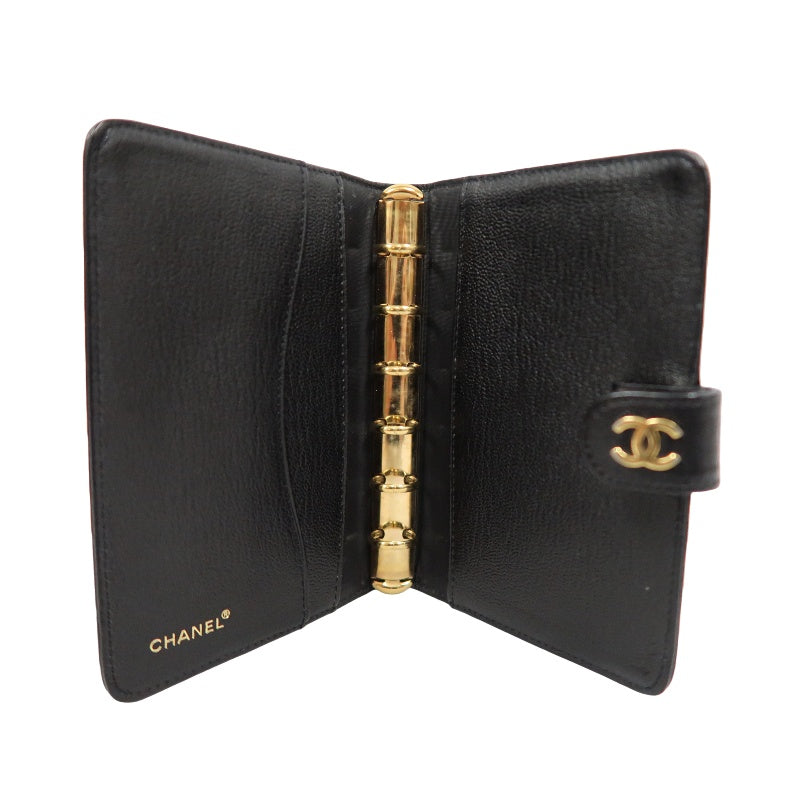 CHANEL Coco Mark Notebook Cover, Caviar Skin, Black, Gold Hardware
