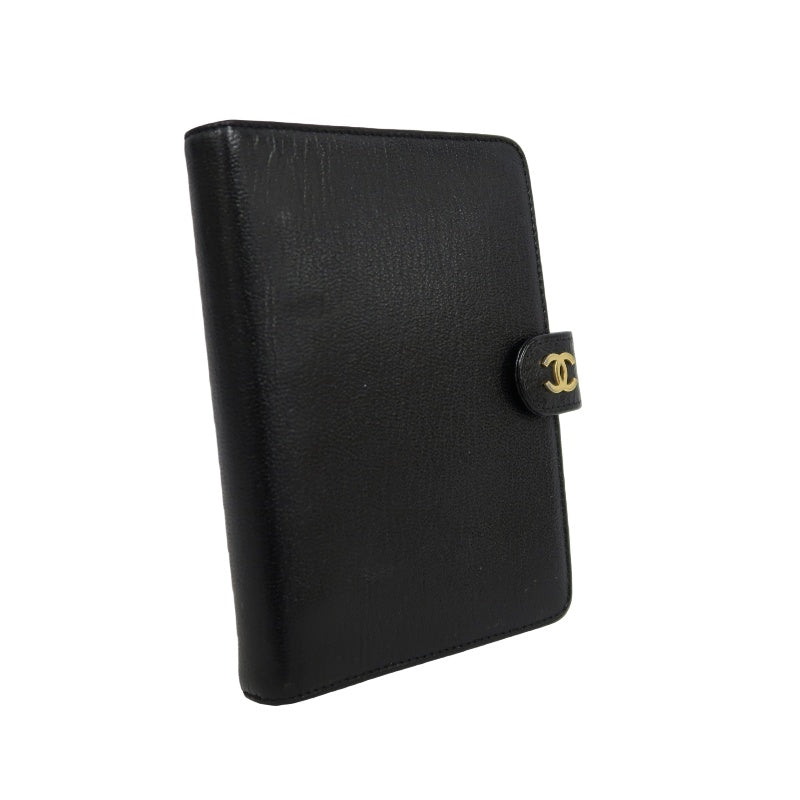 CHANEL Coco Mark Notebook Cover, Caviar Skin, Black, Gold Hardware