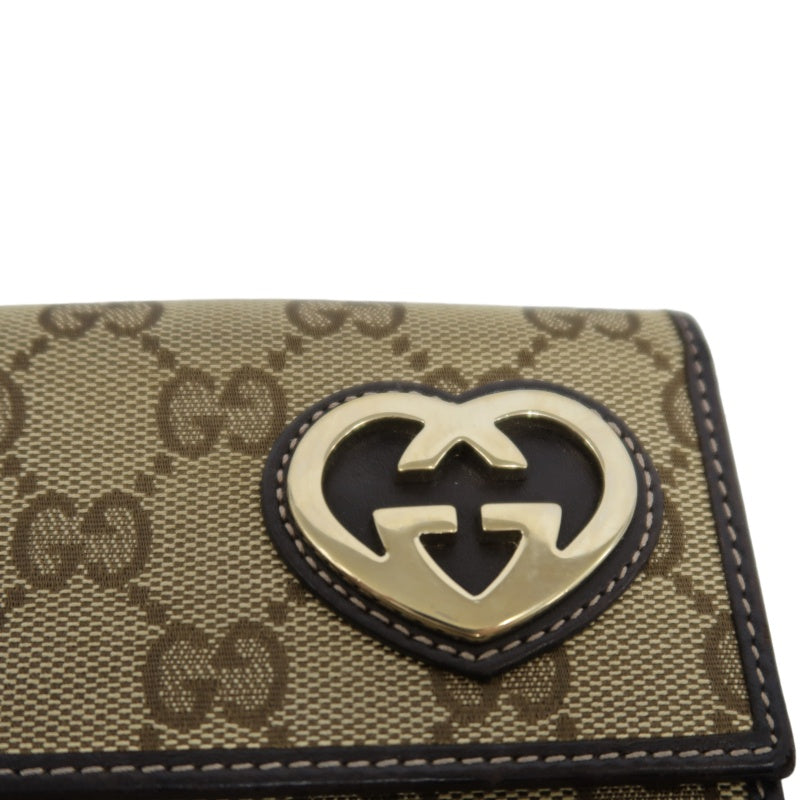 GUCCI GG Canvas Bifold Wallet Beige Gold Hardware With Box