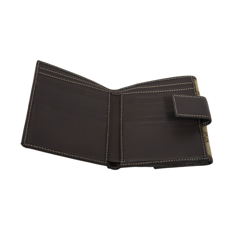 GUCCI GG Canvas Bifold Wallet Beige Gold Hardware With Box
