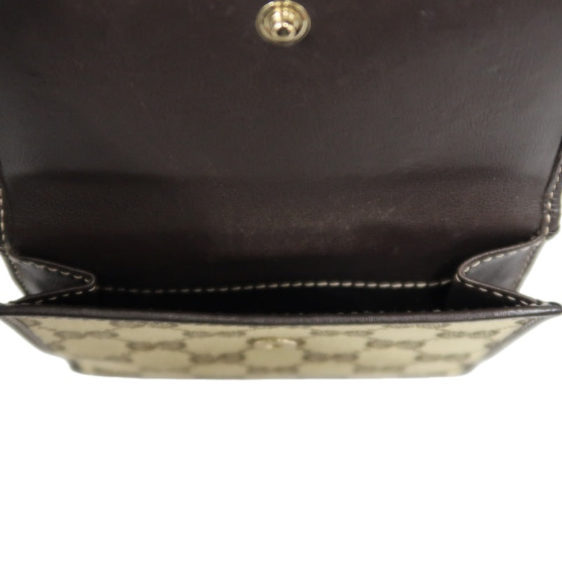 GUCCI GG Canvas Bifold Wallet Beige Gold Hardware With Box