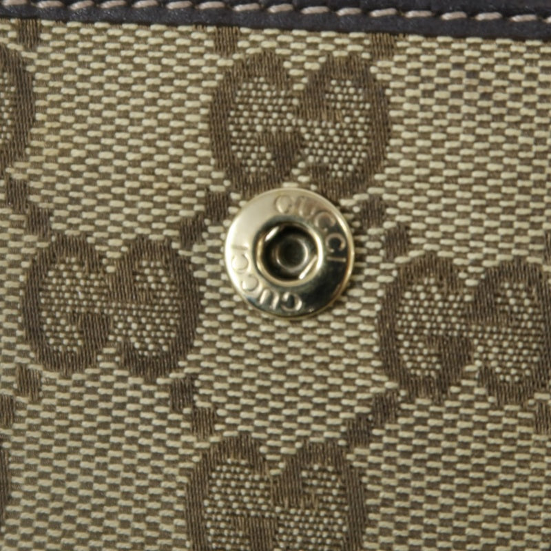 GUCCI GG Canvas Bifold Wallet Beige Gold Hardware With Box