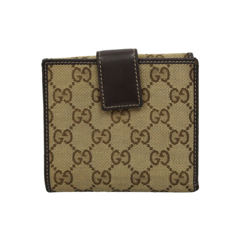 GUCCI GG Canvas Bifold Wallet Beige Gold Hardware With Box