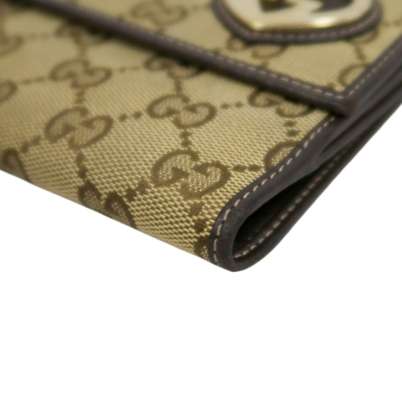 GUCCI GG Canvas Bifold Wallet Beige Gold Hardware With Box