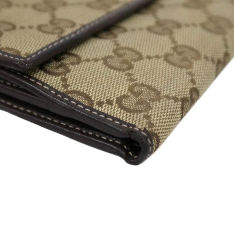 GUCCI GG Canvas Bifold Wallet Beige Gold Hardware With Box