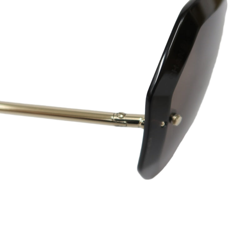 CHANEL Brown Resin Rimless Sunglasses With Gold Hardware, Comes With Original Outer Box, Inner Case And Two Dust Bags