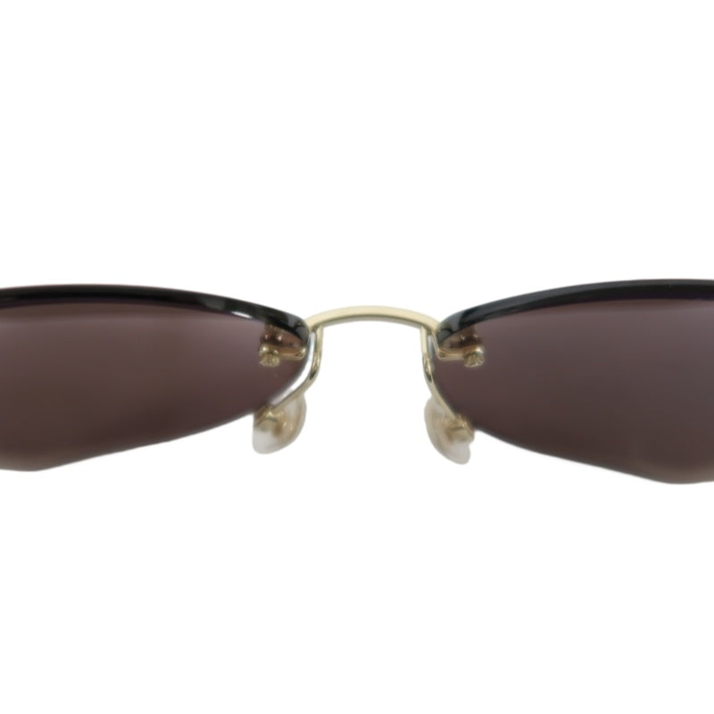 CHANEL Brown Resin Rimless Sunglasses With Gold Hardware, Comes With Original Outer Box, Inner Case And Two Dust Bags