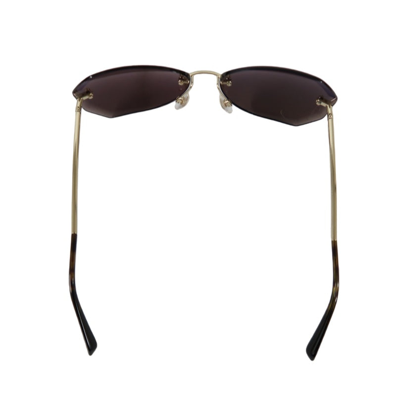 CHANEL Brown Resin Rimless Sunglasses With Gold Hardware, Comes With Original Outer Box, Inner Case And Two Dust Bags