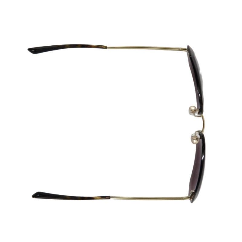 CHANEL Brown Resin Rimless Sunglasses With Gold Hardware, Comes With Original Outer Box, Inner Case And Two Dust Bags