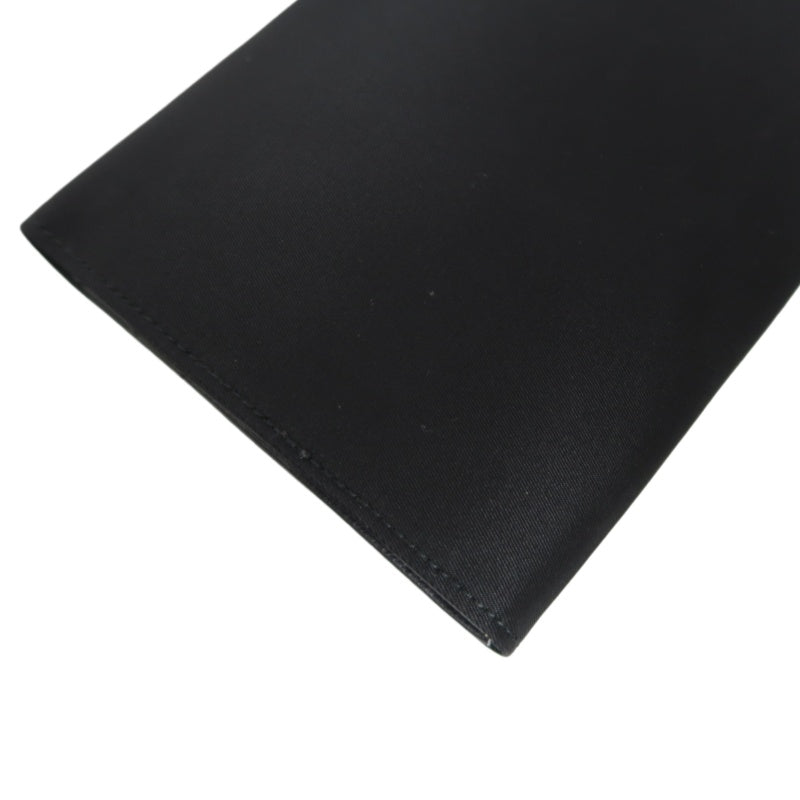 PRADA Tessuto Nylon Trifold Long Wallet Nylon Leather Black Silver Triangle Logo Plate Hardware