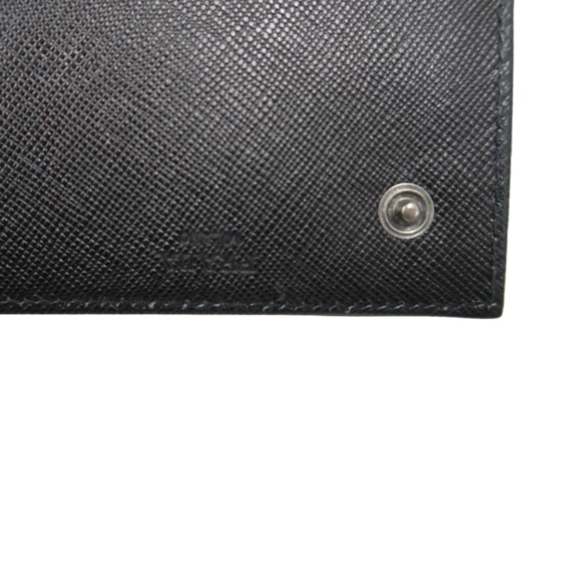 PRADA Tessuto Nylon Trifold Long Wallet Nylon Leather Black Silver Triangle Logo Plate Hardware