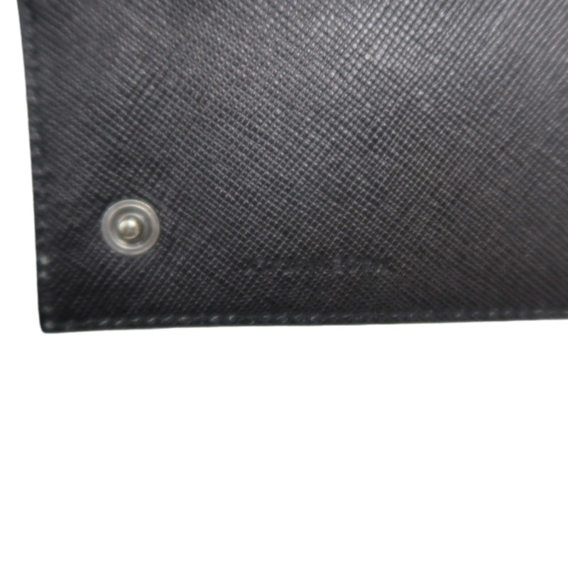 PRADA Tessuto Nylon Trifold Long Wallet Nylon Leather Black Silver Triangle Logo Plate Hardware