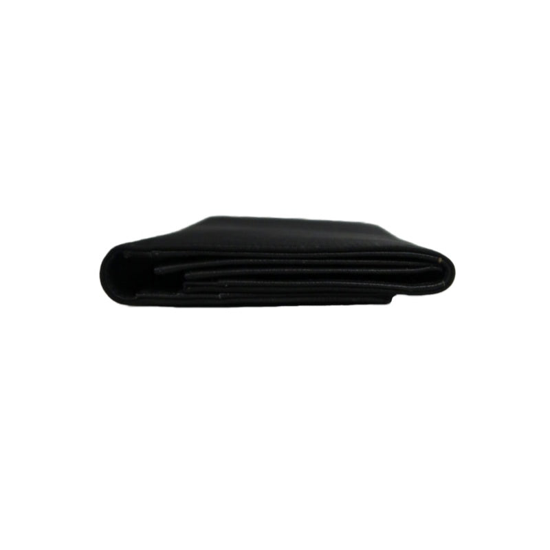 PRADA Tessuto Nylon Trifold Long Wallet Nylon Leather Black Silver Triangle Logo Plate Hardware