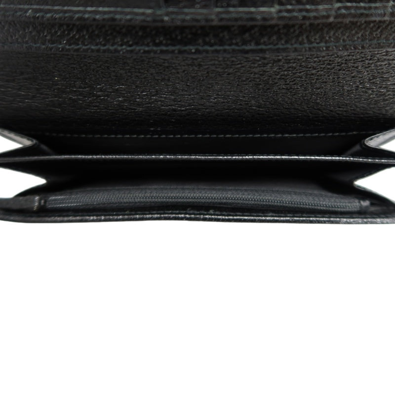 GUCCI GG Canvas Long Wallet Black Silver Hardware With Box