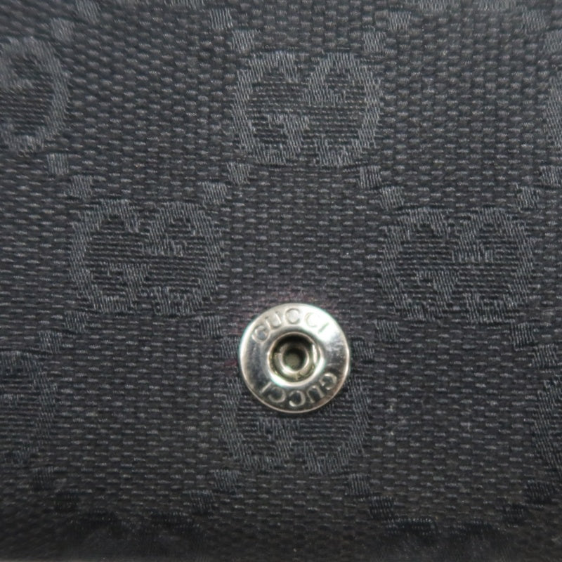 GUCCI GG Canvas Long Wallet Black Silver Hardware With Box