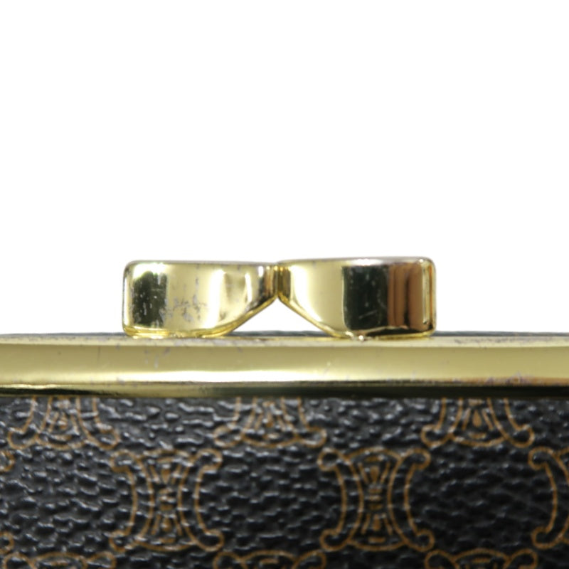 CELINE Macadam Clasp Bifold Wallet PVC Leather Dark Brown Gold Hardware