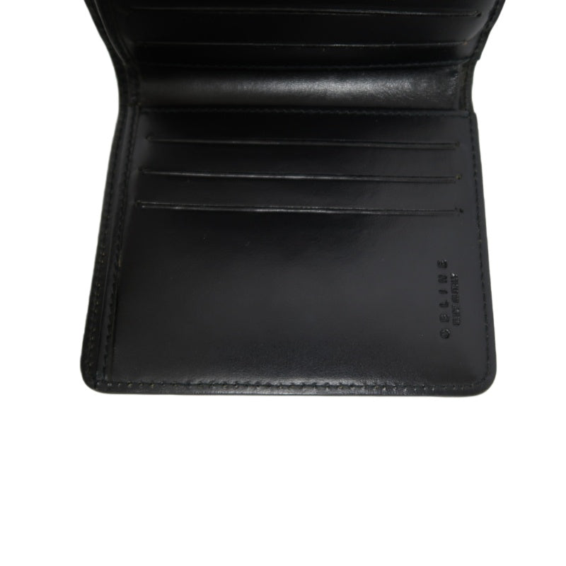 CELINE Macadam Clasp Bifold Wallet PVC Leather Dark Brown Gold Hardware