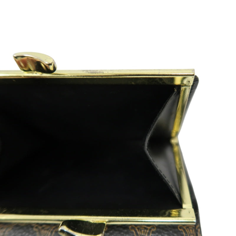 CELINE Macadam Clasp Bifold Wallet PVC Leather Dark Brown Gold Hardware