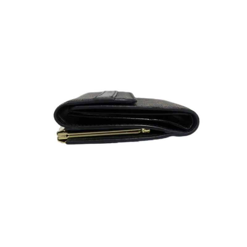 CELINE Macadam Clasp Bifold Wallet PVC Leather Dark Brown Gold Hardware