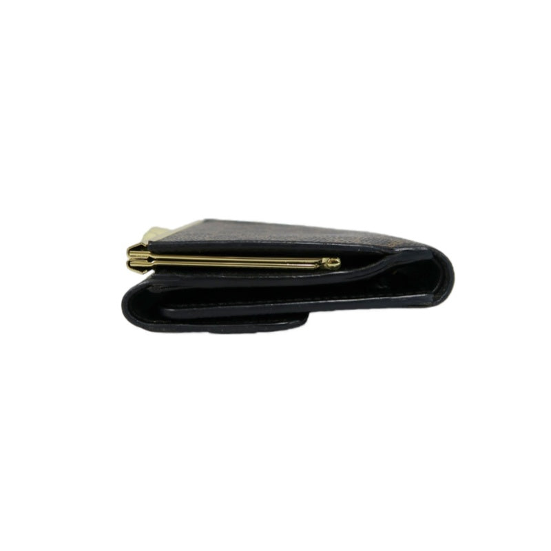 CELINE Macadam Clasp Bifold Wallet PVC Leather Dark Brown Gold Hardware