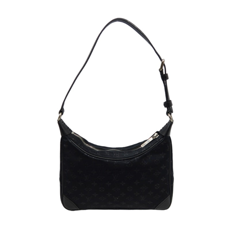 LOUIS VUITTON Monogram Mini Lin Little Boulogne Handbag Canvas Black