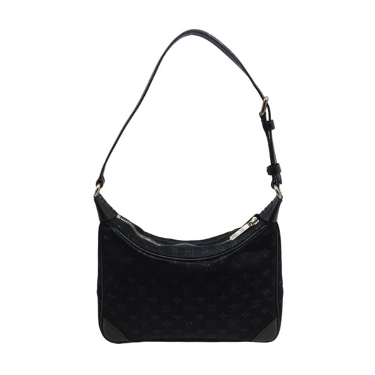 LOUIS VUITTON Monogram Mini Lin Little Boulogne Handbag Canvas Black