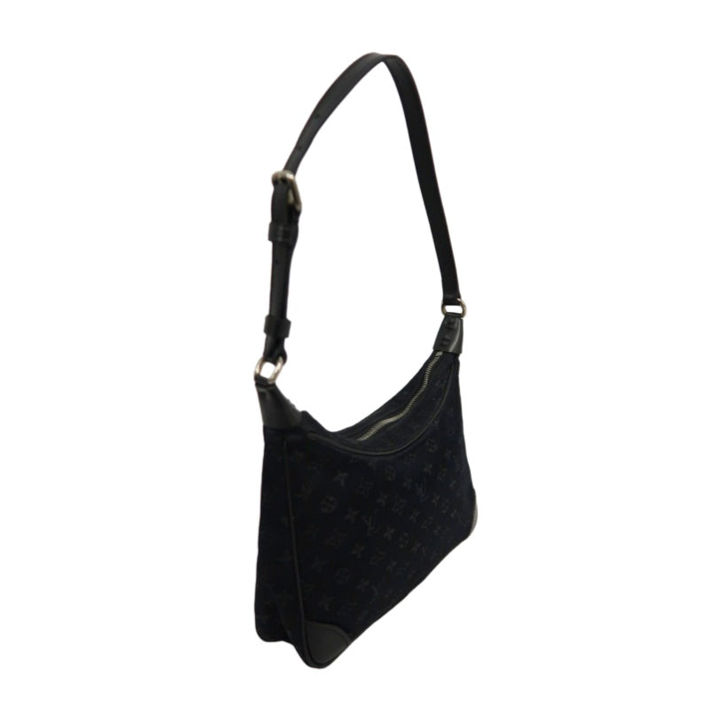 LOUIS VUITTON Monogram Mini Lin Little Boulogne Handbag Canvas Black