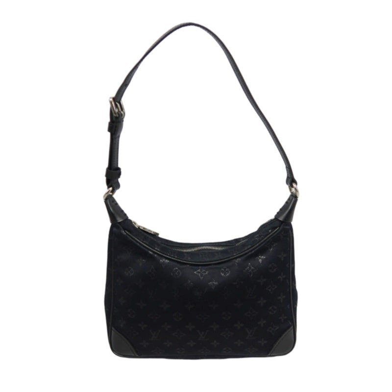 LOUIS VUITTON Monogram Mini Lin Little Boulogne Handbag Canvas Black