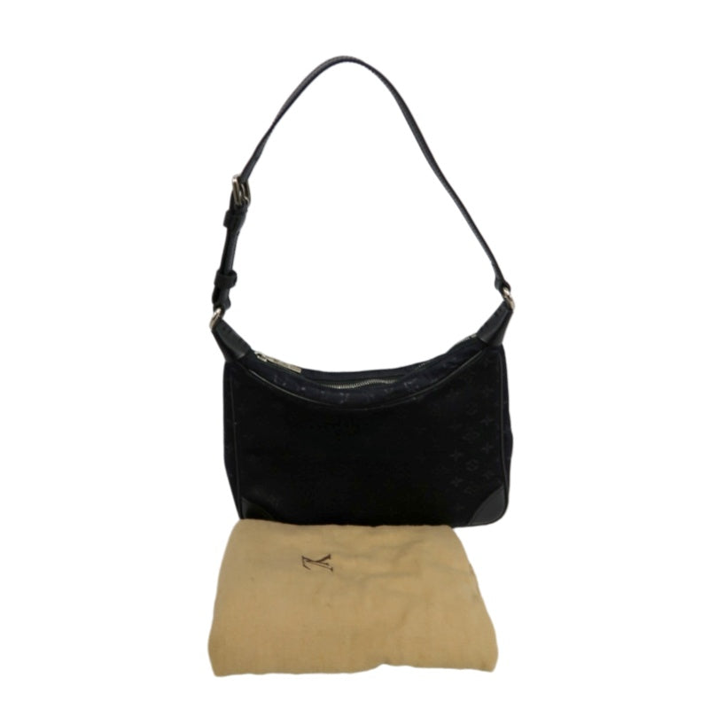 LOUIS VUITTON Monogram Mini Lin Little Boulogne Handbag Canvas Black