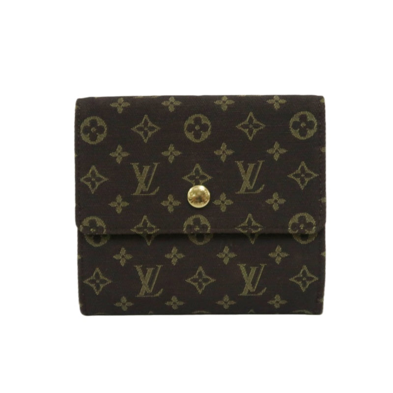 LOUIS VUITTON Mini Monogram Portefeuille Elise Wallet Canvas Brown Gold Snap Hardware
