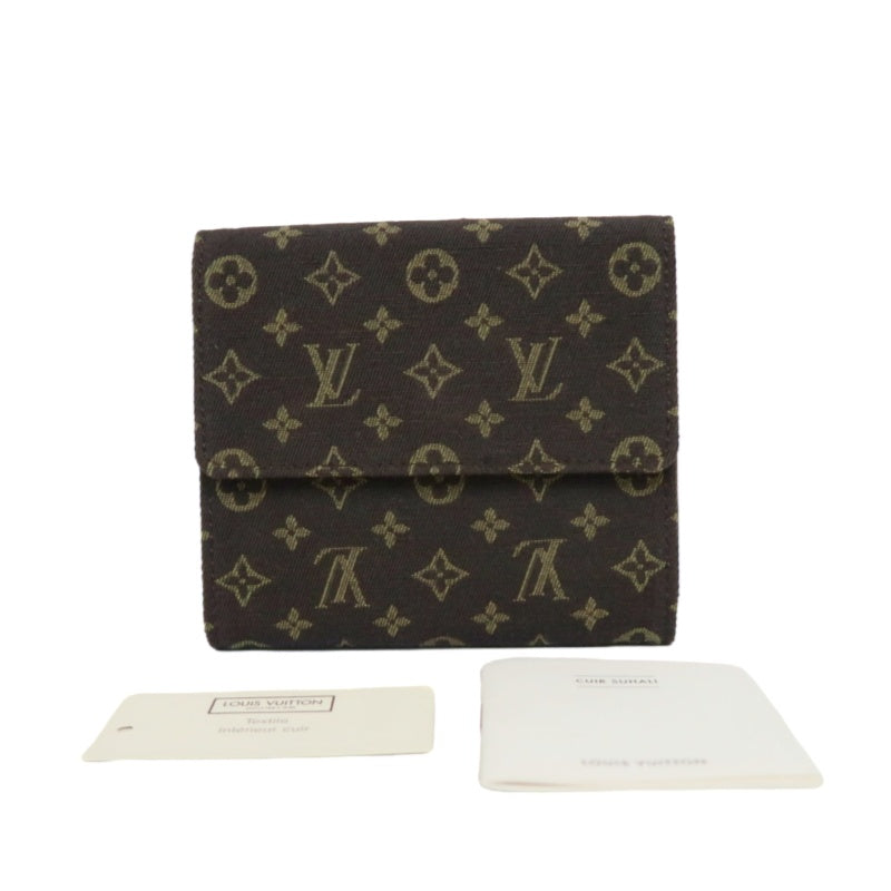 LOUIS VUITTON Mini Monogram Portefeuille Elise Wallet Canvas Brown Gold Snap Hardware