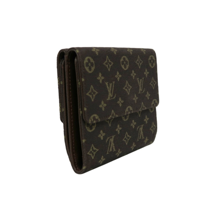 LOUIS VUITTON Mini Monogram Portefeuille Elise Wallet Canvas Brown Gold Snap Hardware