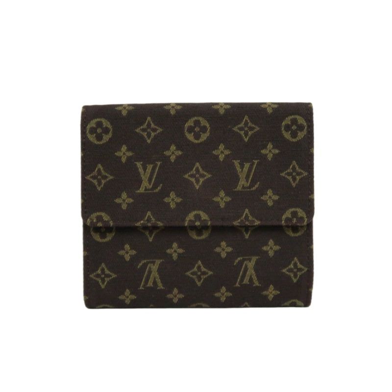 LOUIS VUITTON Mini Monogram Portefeuille Elise Wallet Canvas Brown Gold Snap Hardware