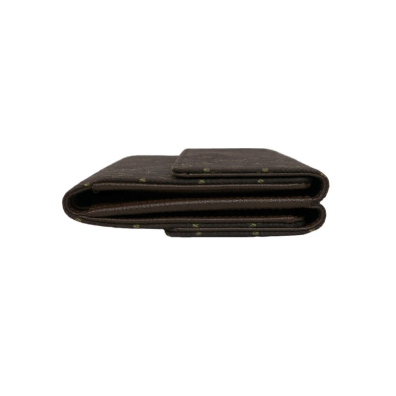 LOUIS VUITTON Mini Monogram Portefeuille Elise Wallet Canvas Brown Gold Snap Hardware