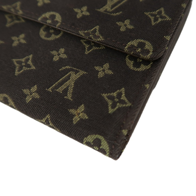LOUIS VUITTON Mini Monogram Portefeuille Elise Wallet Canvas Brown Gold Snap Hardware