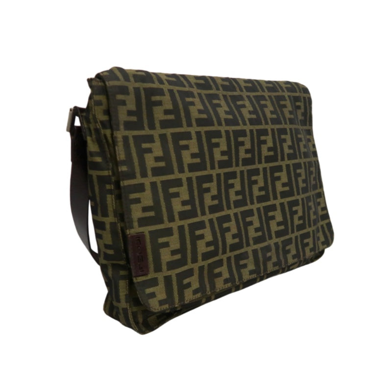FENDI Zucca Canvas Crossbody Bag Brown