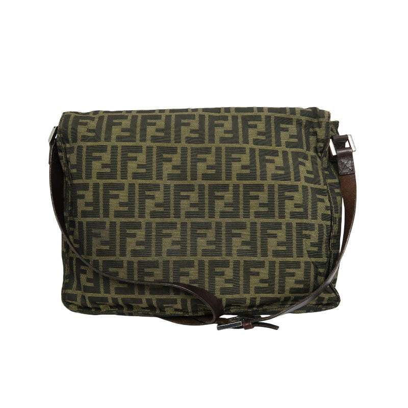 FENDI Zucca Canvas Crossbody Bag Brown