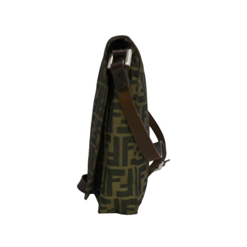 FENDI Zucca Canvas Crossbody Bag Brown