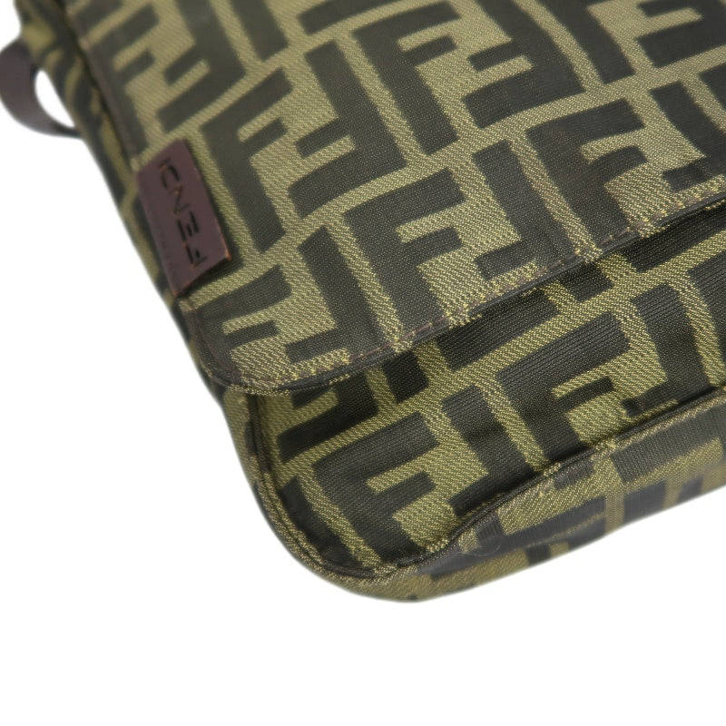FENDI Zucca Canvas Crossbody Bag Brown