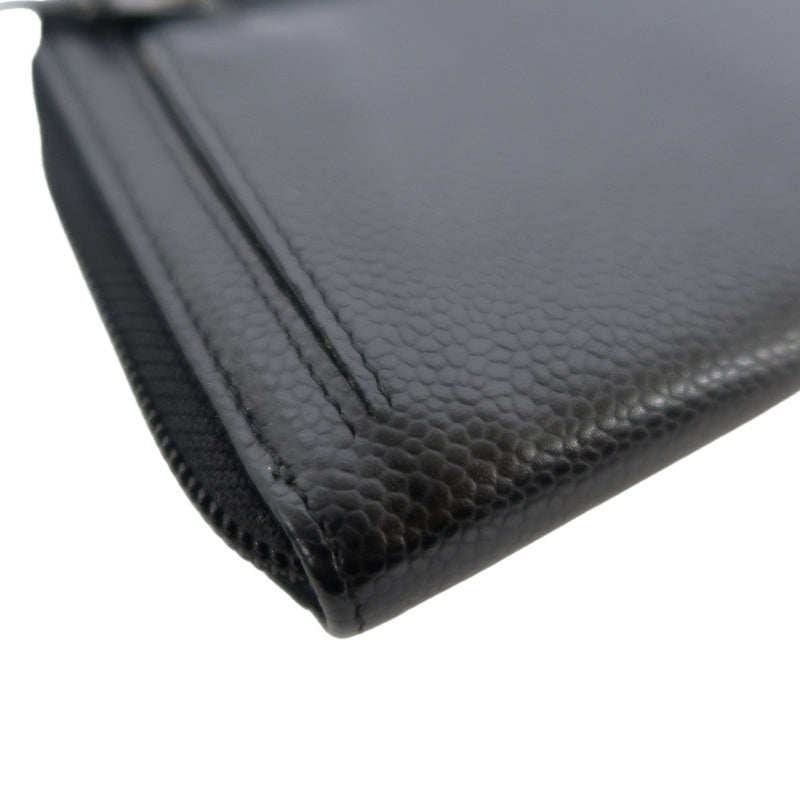 CHANEL Coco Mark Long Wallet, Caviar Skin, Black, Gold Hardware