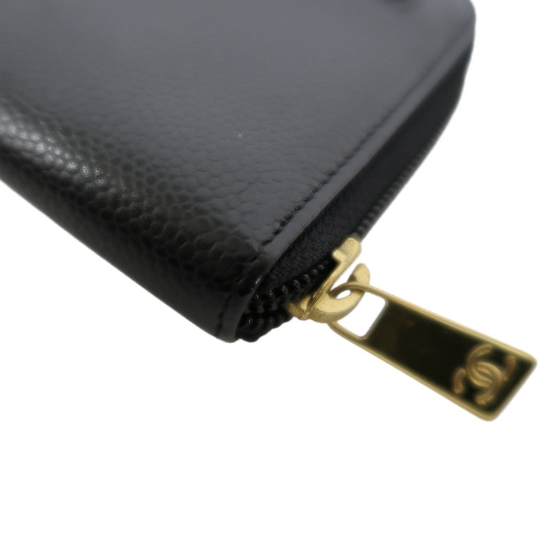 CHANEL Coco Mark Long Wallet, Caviar Skin, Black, Gold Hardware