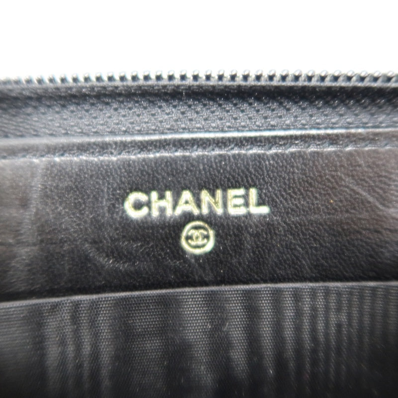 CHANEL Coco Mark Long Wallet, Caviar Skin, Black, Gold Hardware