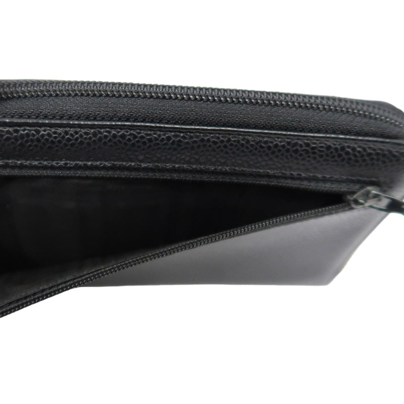 CHANEL Coco Mark Long Wallet, Caviar Skin, Black, Gold Hardware