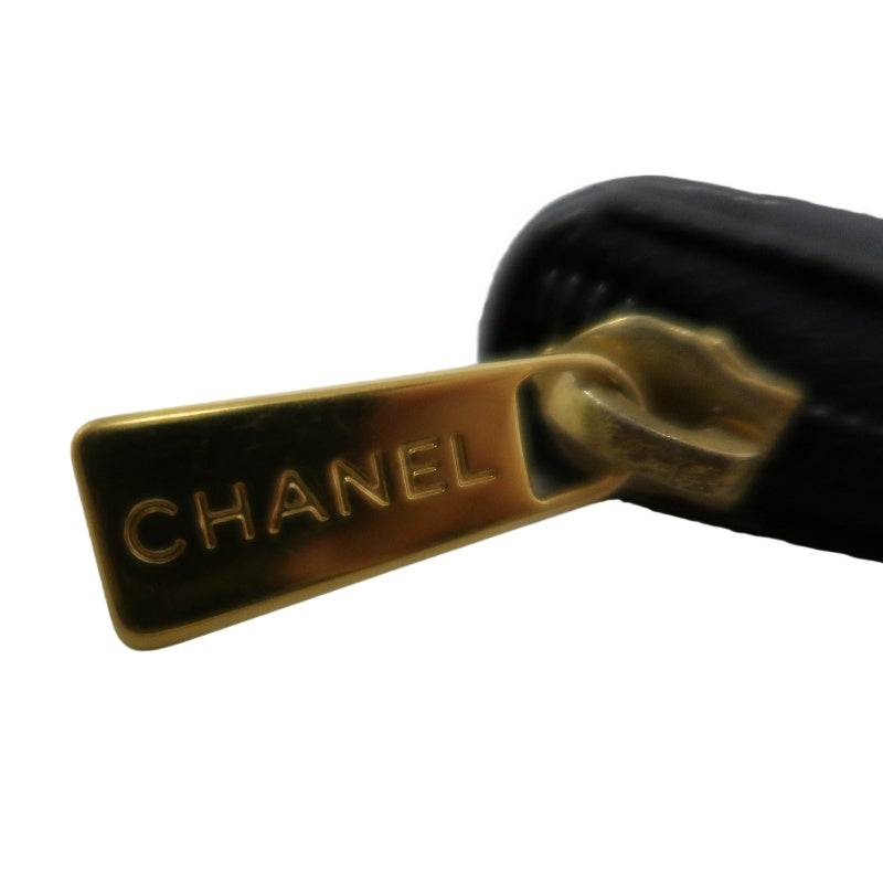 CHANEL Coco Mark Long Wallet, Caviar Skin, Black, Gold Hardware