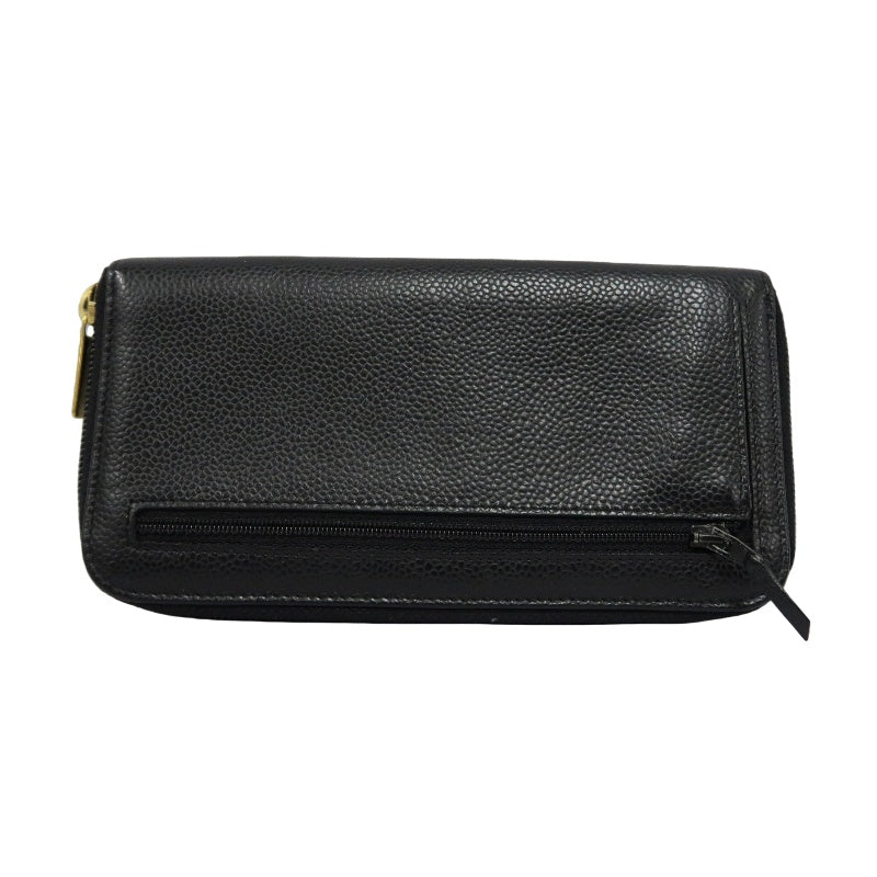 CHANEL Coco Mark Long Wallet, Caviar Skin, Black, Gold Hardware