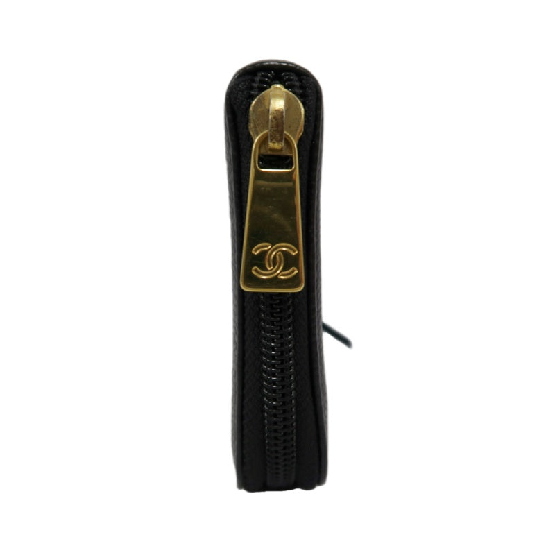 CHANEL Coco Mark Long Wallet, Caviar Skin, Black, Gold Hardware