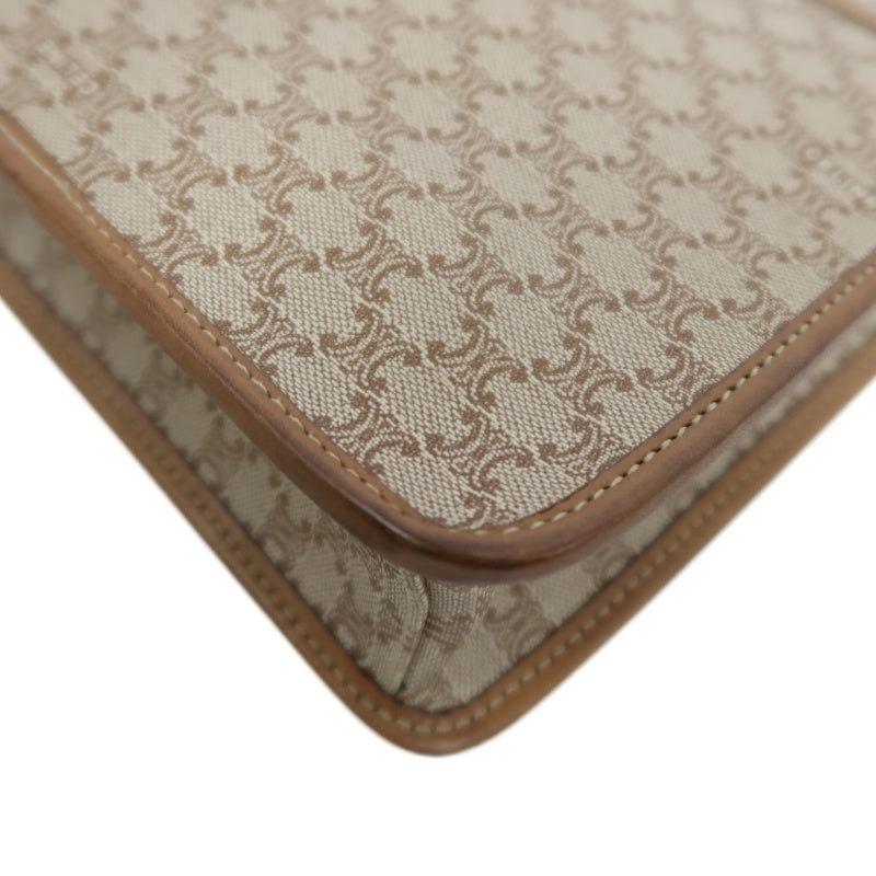 CELINE Macadam Pattern Envelope Shoulder Bag Pvc Beige