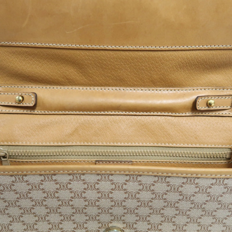 CELINE Macadam Pattern Envelope Shoulder Bag Pvc Beige
